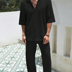 Commuter Suits Short-sleeved Top And Loose Straight Trousers Casual Outfits Outdoor Mens Clothing