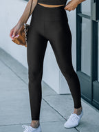 Black High Waist Stretch Slim Sports Leggings